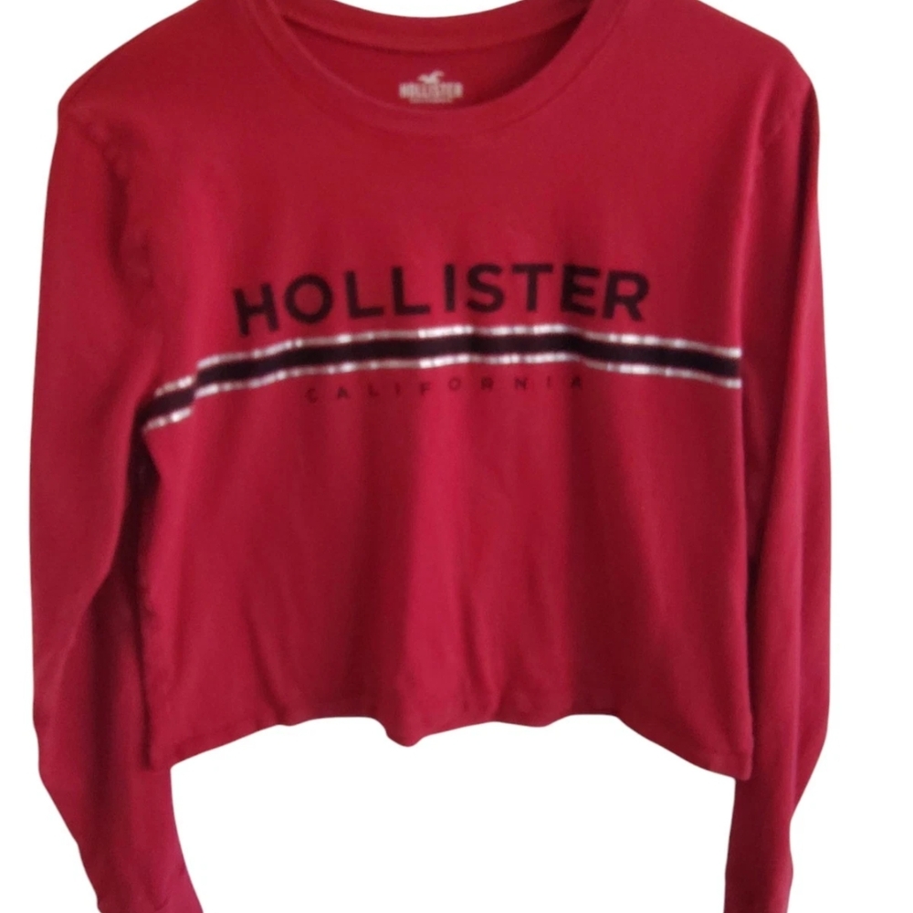 Hollister Red Long Sleeve Crop Top Hollister Womens Striped Crop Top Tee Small R